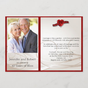 Ruby Heart 40th Wedding Anniversary Invitation