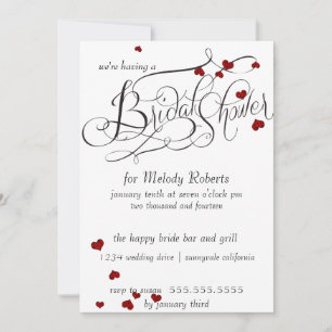 Ruby Heart Confetti Bridal Shower Invitation