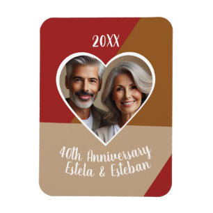Ruby Heart Custom Photo Anniversary Keepsake Magnet
