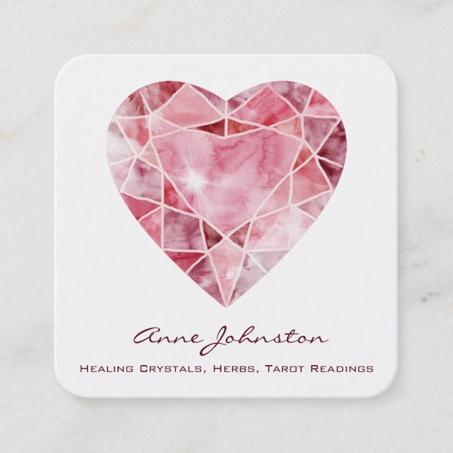 Ruby Heart Square Business Card (Front)