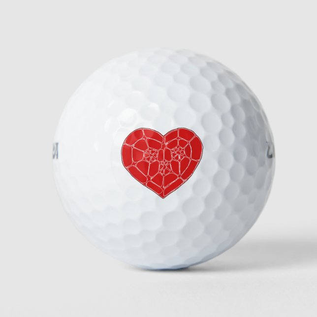 Ruby Hearted Golf Balls (Front)