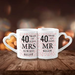 Ruby Hearts Confetti 40th Anniversary Coffee Mug Set<br><div class="desc">RUBY HEARTS CONFETTI 40TH ANNIVERSARY MUGS. A fun,  unique and customisable gift to celebrate a 40th ruby wedding anniversary. Designed by Pure Piglet© at www.zazzle.com/purepiglet*.</div>