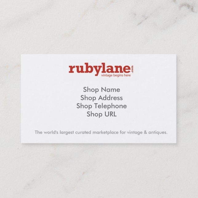 Ruby Lane Custom Business Card (Back)