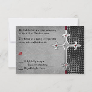 Ruby Medieval Celtic Cross RSVP Card