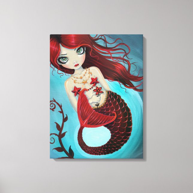 Ruby Mermaid Wrapped Canvas Print (Front)