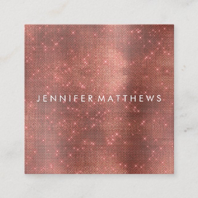 Ruby Metallic Sparkle Beauty Stylist Square Business Card (Front)