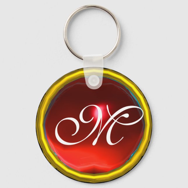 RUBY MONOGRAM ,red yellow Keychain (Front)