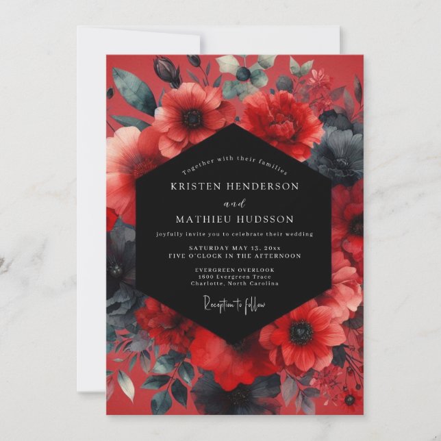 Ruby Moody Anemone Wedding Invitation (Front)