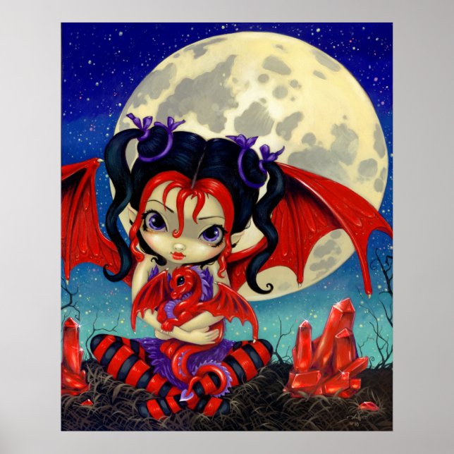 Ruby Moon ART PRINT Ruby Dragonling Dragon Fairy (Front)