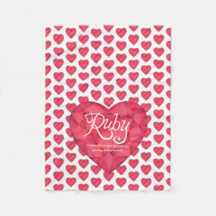 Ruby name meaning watercolor heart gem blanket