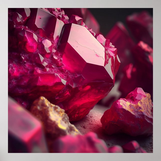 Ruby Ore Macro Poster - Stunning Marble Deposit Pr (Front)