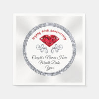 Ruby Personalized 40th Anniversary Napkins