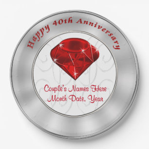 Ruby Personalized 40th Anniversary Paper Plates
