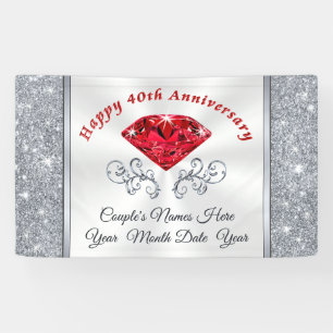 Ruby Personalized Happy 40th Anniversary Banner