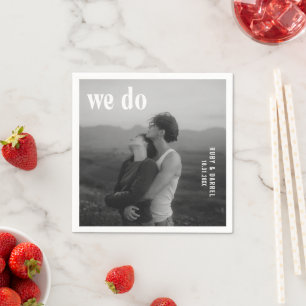 Ruby Photo Modern Wedding Napkin