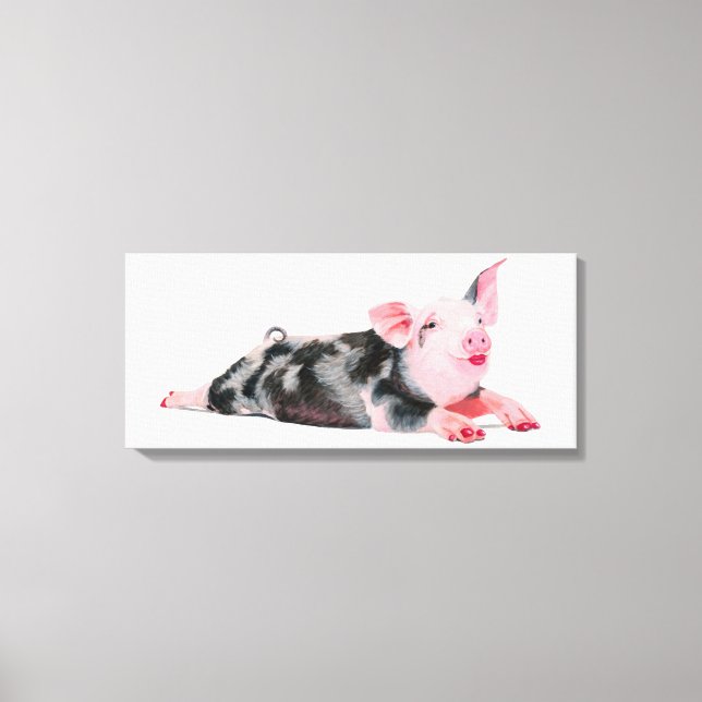 Ruby, Pig with Lipstick print on canvas (Front)