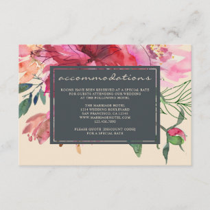 Ruby Pink Peony Botanical Ivory Wedding Enclosure Card