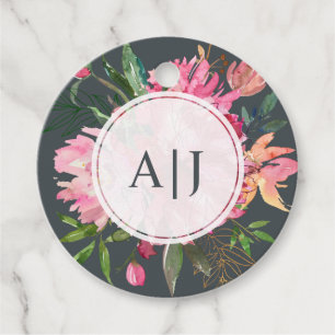 Ruby Pink Peony Floral Botanical Wedding Favour Tags