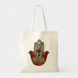 Ruby Pomegranate Heart Red Bird Hamsa Tote Bag