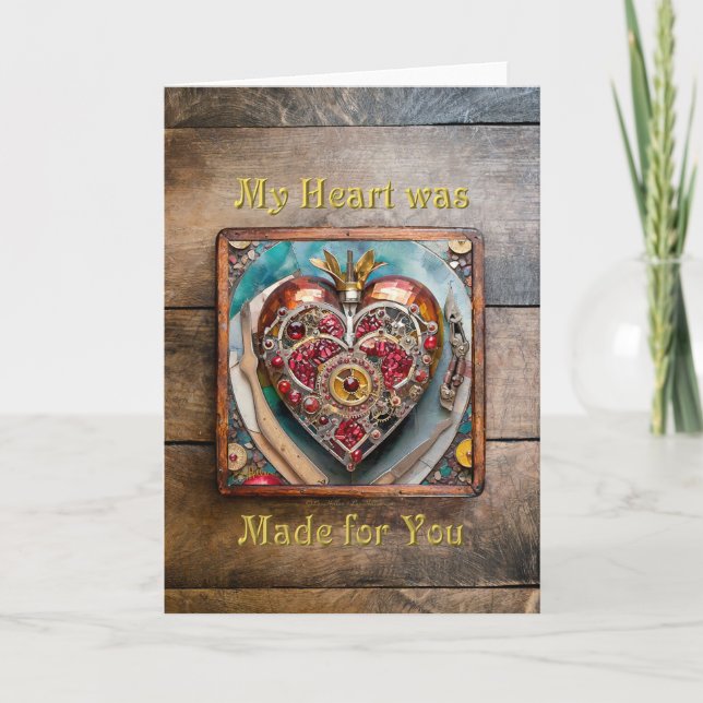 Ruby Pomegranate Heart Steampunk Series Thank You Card (Front)