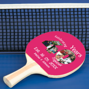 Ruby Red 40th Wedding Anniversary 11 Photo Collage Ping Pong Paddle