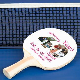 Ruby Red 40th Wedding Anniversary 11 Photo Collage Ping Pong Paddle