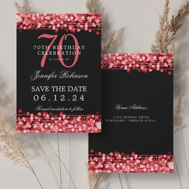 Ruby Red 70th Birthday Save the Date  Invitation (Ruby Red 70th Birthday Save the Date Invitation)