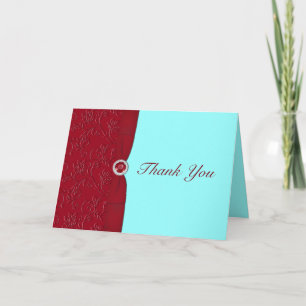 Ruby Red  and Aqua Thank You Card