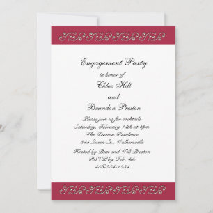 Ruby Red and Pearls Engagement Party Invitation