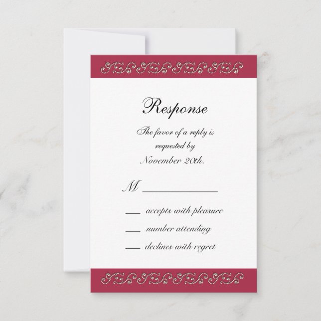 Ruby Red and Pearls RSVP Card (Front)