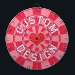Ruby Red and Pink Colour, Red Heart with White Tex Dartboard<br><div class="desc">Ruby Red and Pink Colour background,  Red Heart Design,  and White Text Dartboard - Personalize custom top and bottom text to your liking!</div>