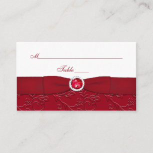 Ruby Red and White Floral Place Card