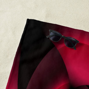 Ruby Red Black Petal Beach Towel