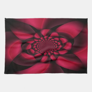 Ruby Red Black Petal Kitchen Towel