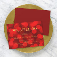 Ruby Red Bokeh Lights Gold Wedding Anniversary