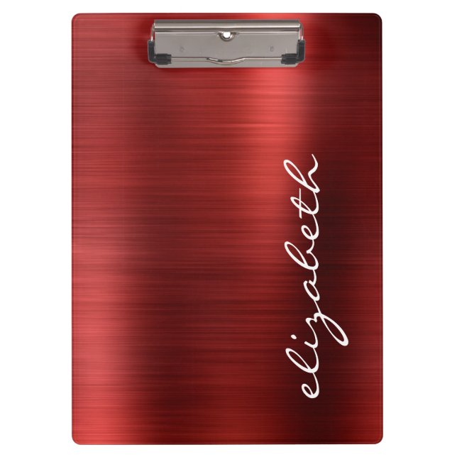Ruby Red Brushed Metal Signature Script Clipboard (Front)