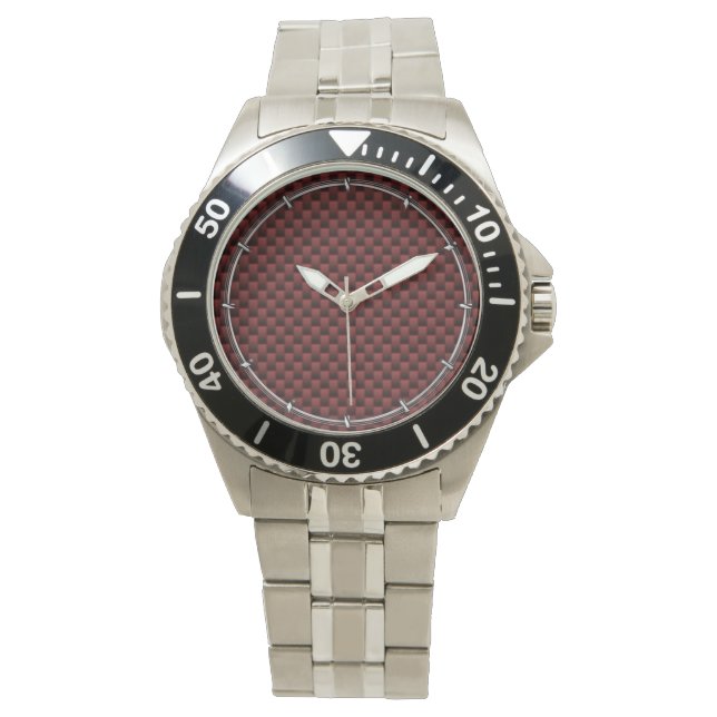Ruby Red Carbon Fibre Print Watch (Front)