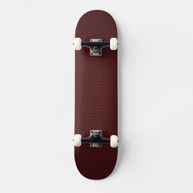Ruby Red Carbon Fibre Style Print Decor Skateboard (Front)