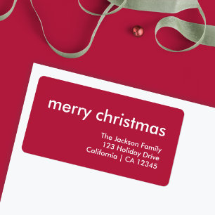 Ruby Red Christmas Burgundy Minimalist Address Label