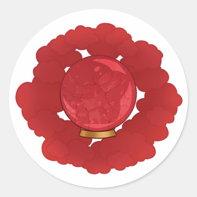 Ruby Red Cracked Crystal Ball Classic Round Sticker (Front)