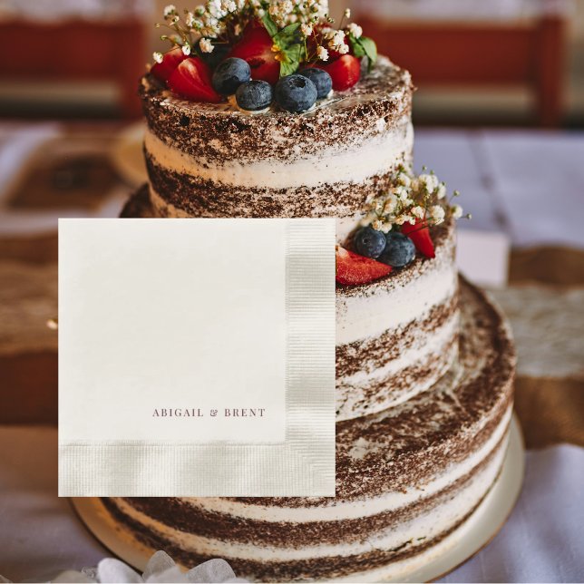 Ruby Red Cream Personalized Coined Wedding Napkin (Creator Uploaded)