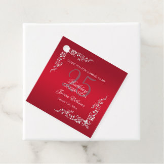 Ruby Red Decoration 25th Birthday  Favour Tags