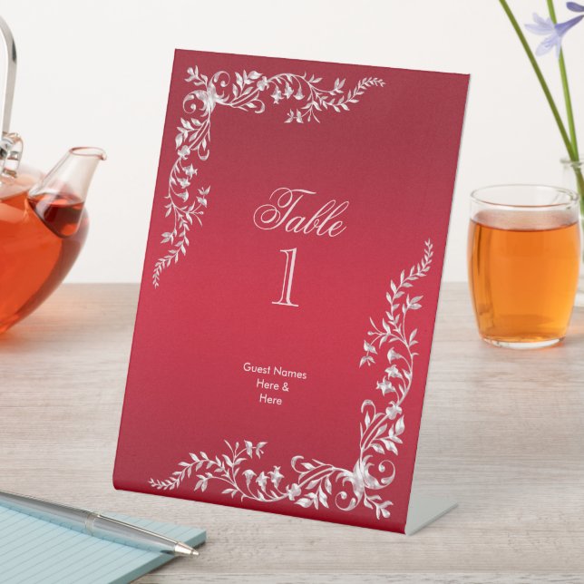 Ruby Red Decoration Birthday Table Number  Pedestal Sign (In SItu)