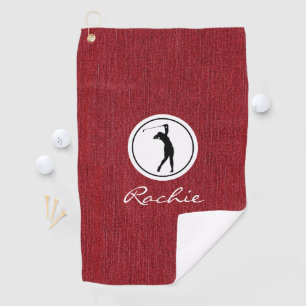 Ruby Red Denim Fabric Print, Woman's Golf Towel