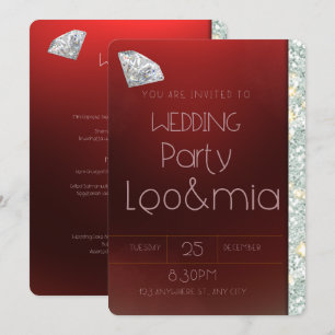 Ruby Red Diamond Wedding Invitation