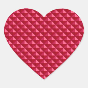 Ruby red, enamel look, studded grid heart sticker
