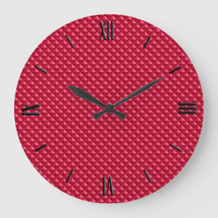 Ruby red, enamel look, studded grid large clock