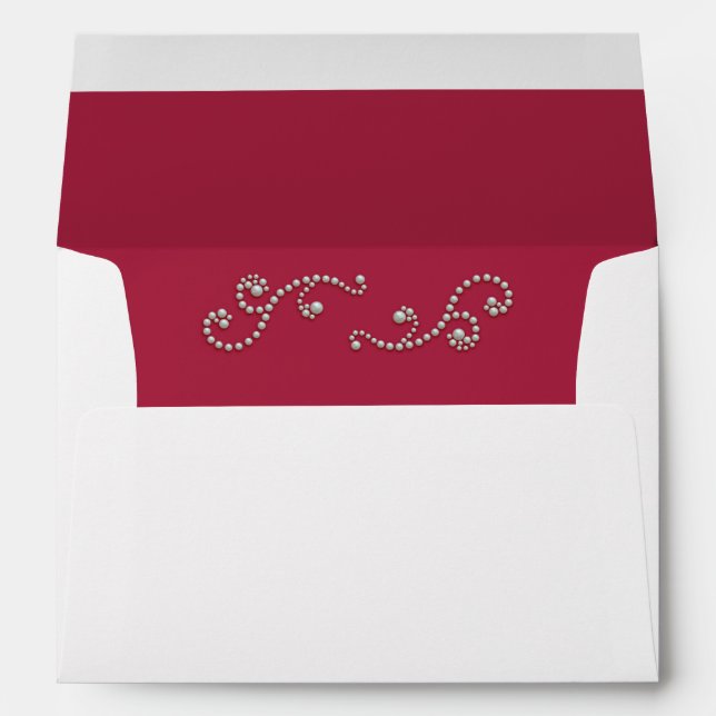 Ruby Red et Pearls Enveloppe Invitation (Dos (Bas))