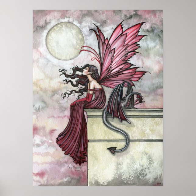 Ruby Red Fairy Dragon Poster Print (Front)