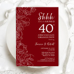 Ruby Red Floral Surprise 40th Anniversary Invitation<br><div class="desc">Ruby Red Floral Surprise 20th Wedding Anniversary Celebration Invitation. Minimalist modern design features botanical accents and typography script font. Simple floral invite card perfect for a stylish surprise anniversary party. Can be customized for any years of marriage. Printed Zazzle invitations or instant download digital printable template.</div>